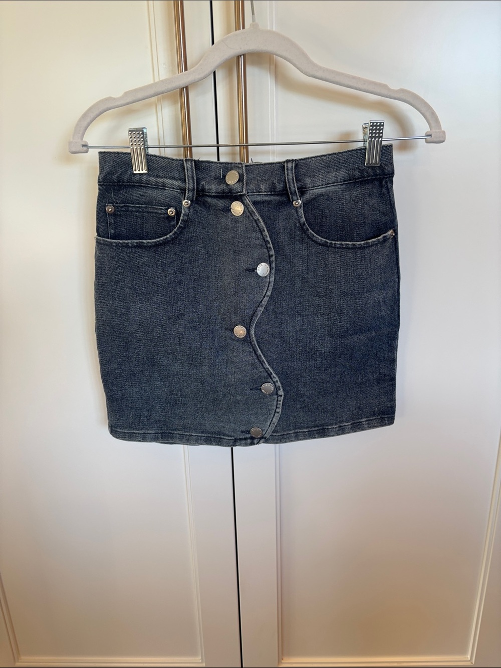 emory park Button-Front Denim Mini Skirt